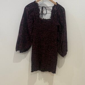 Free People Burgundy Smocked Dress